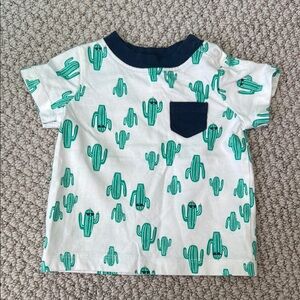 Cactus Print Kids Shirt - Green and White
